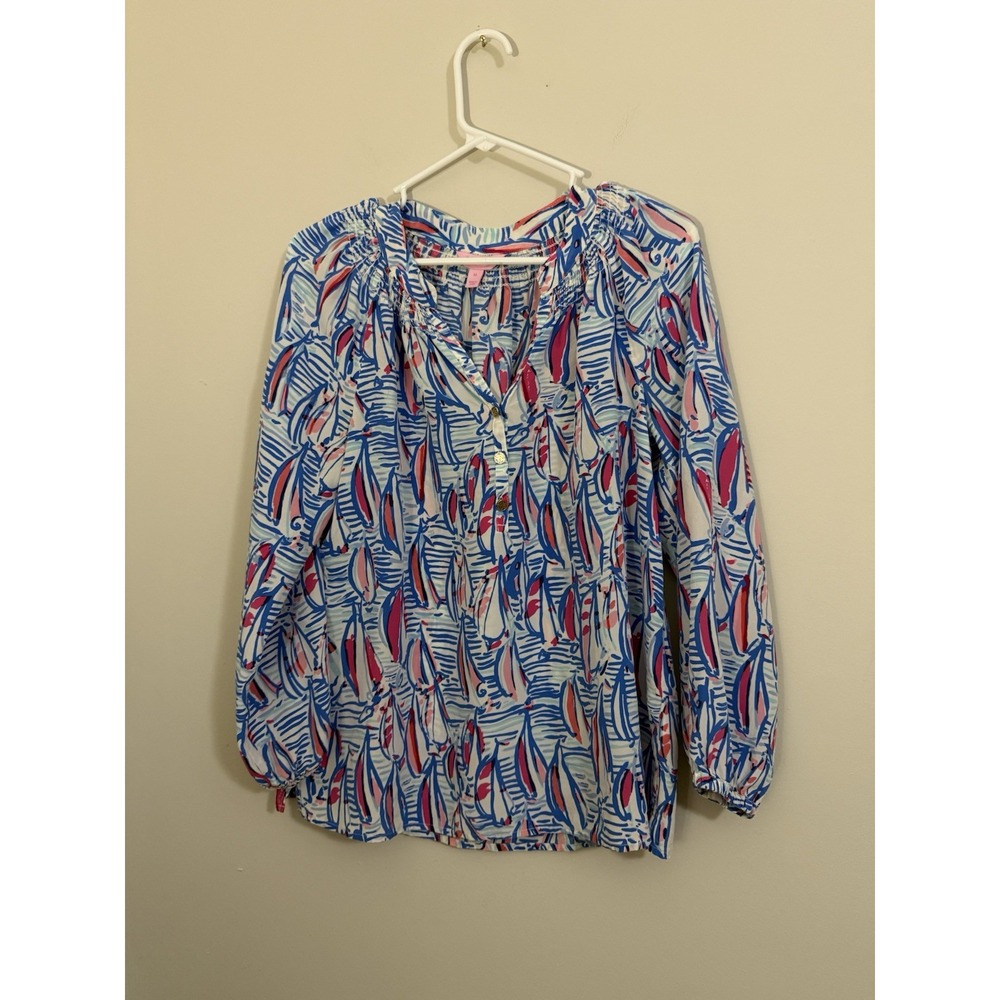Lilly Pulitzer Blue and Pink Button Down Shirt